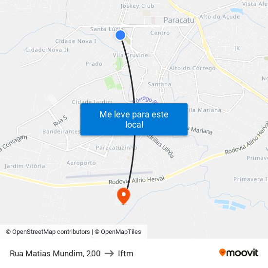 Rua Matias Mundim, 200 to Iftm map