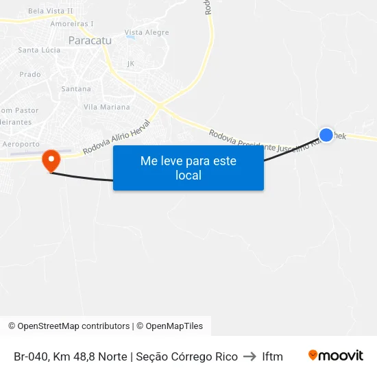 Br-040, Km 48,8 Norte | Seção Córrego Rico to Iftm map