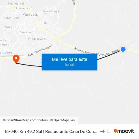 Br-040, Km 49,2 Sul | Restaurante Casa De Concessa - Seção Córrego Rico to Iftm map