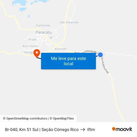 Br-040, Km 51 Sul | Seção Córrego Rico to Iftm map