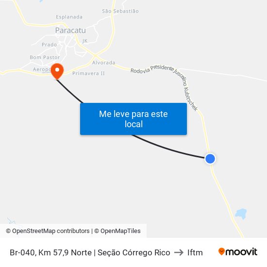 Br-040, Km 57,9 Norte | Seção Córrego Rico to Iftm map