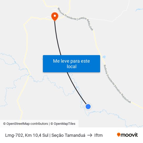 Lmg-702, Km 10,4 Sul | Seção Tamanduá to Iftm map