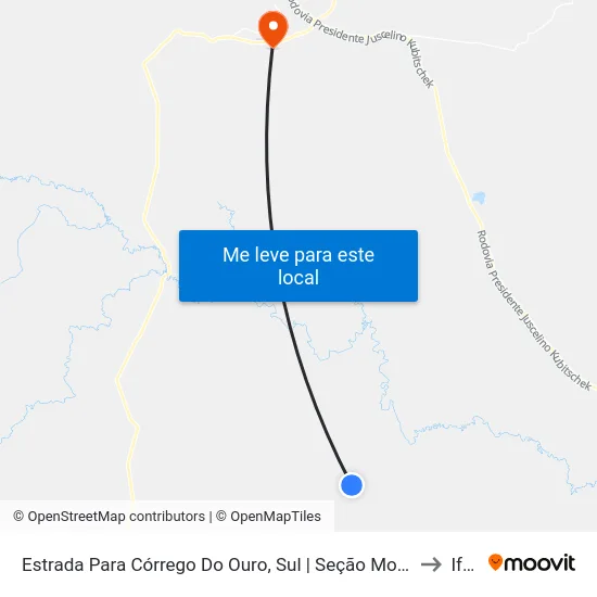 Estrada Para Córrego Do Ouro, Sul | Seção Morro Agudo to Iftm map