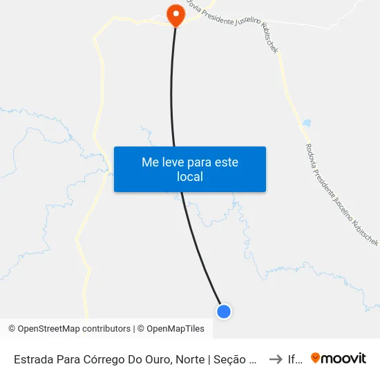 Estrada Para Córrego Do Ouro, Norte | Seção Morro Agudo to Iftm map