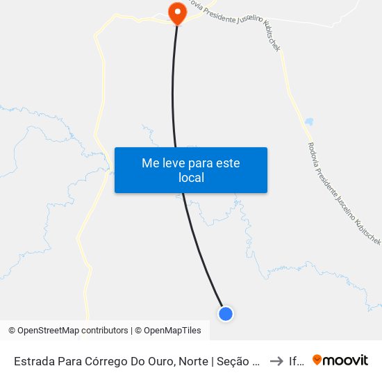 Estrada Para Córrego Do Ouro, Norte | Seção Morro Agudo to Iftm map