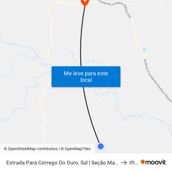 Estrada Para Córrego Do Ouro, Sul | Seção Maria Rosa to Iftm map