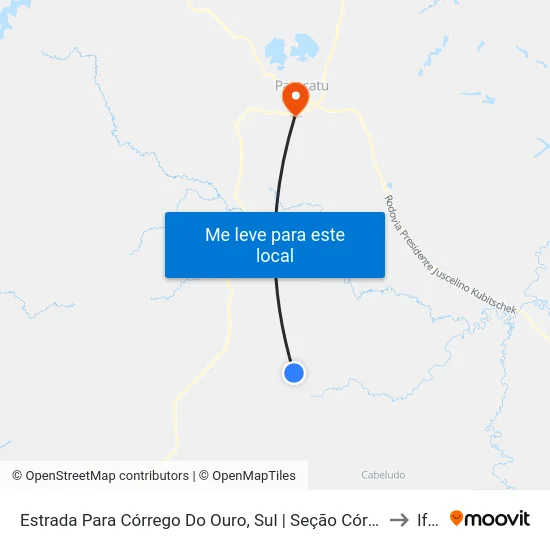 Estrada Para Córrego Do Ouro, Sul | Seção Córrego Do Ouro to Iftm map