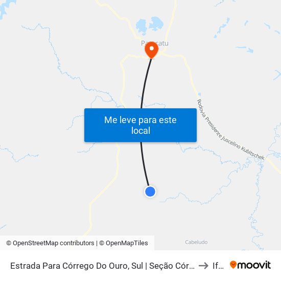 Estrada Para Córrego Do Ouro, Sul | Seção Córrego Do Ouro to Iftm map