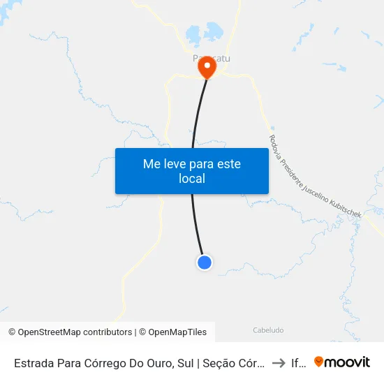 Estrada Para Córrego Do Ouro, Sul | Seção Córrego Do Ouro to Iftm map
