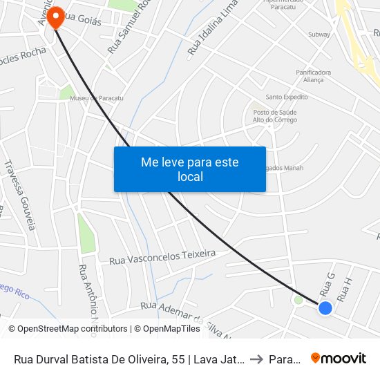 Rua Durval Batista De Oliveira, 55 | Lava Jato Vila Mariana to Paracatu map