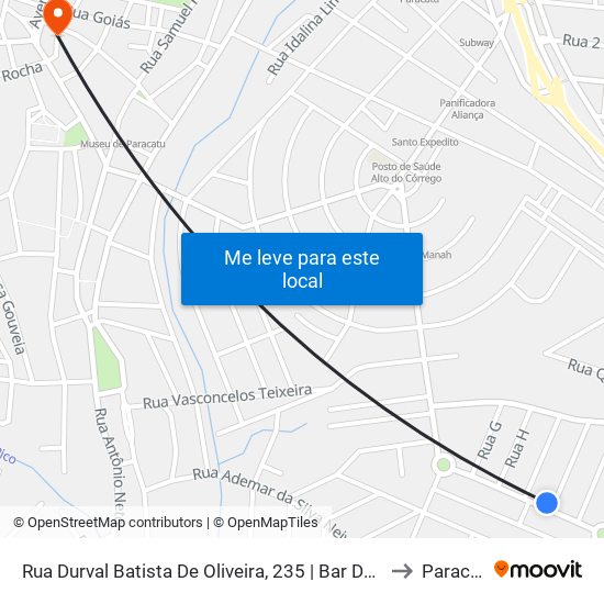 Rua Durval Batista De Oliveira, 235 | Bar Do Gaúcho to Paracatu map