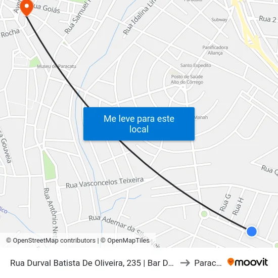 Rua Durval Batista De Oliveira, 235 | Bar Do Gaúcho to Paracatu map