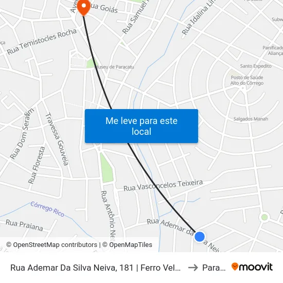 Rua Ademar Da Silva Neiva, 181 | Ferro Velho Socorro Almada to Paracatu map