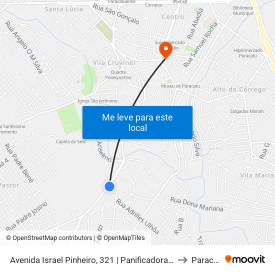Avenida Israel Pinheiro, 321 | Panificadora Big Pão to Paracatu map