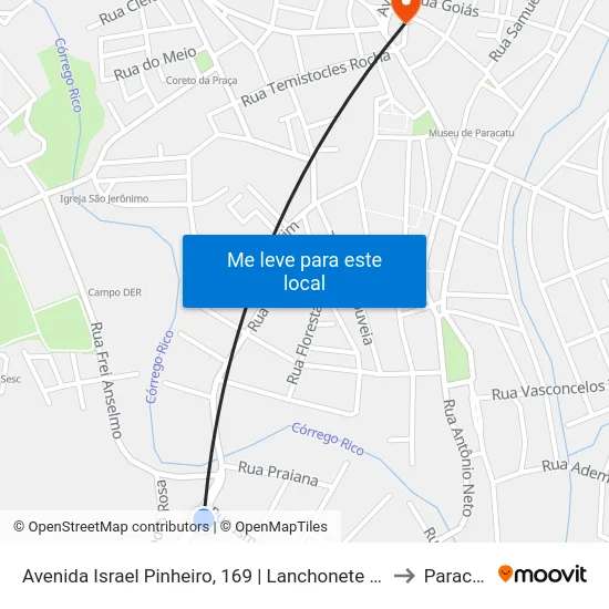 Avenida Israel Pinheiro, 169 | Lanchonete Avenida to Paracatu map
