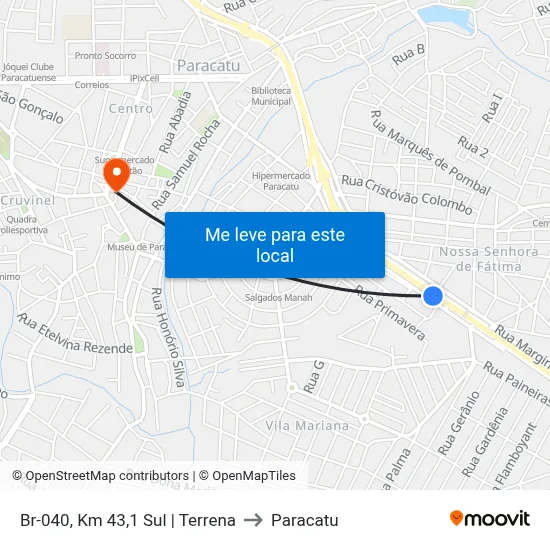 Br-040, Km 43,1 Sul | Terrena to Paracatu map