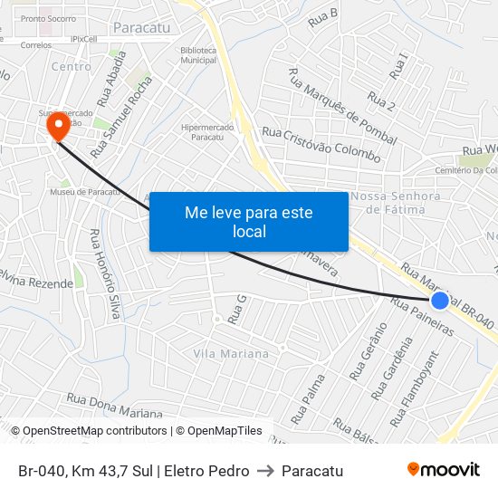 Br-040, Km 43,7 Sul | Eletro Pedro to Paracatu map