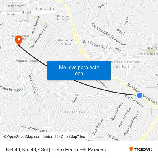 Br-040, Km 43,7 Sul | Eletro Pedro to Paracatu map