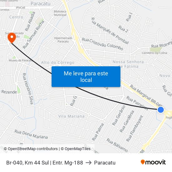 Br-040, Km 44 Sul | Entr. Mg-188 to Paracatu map