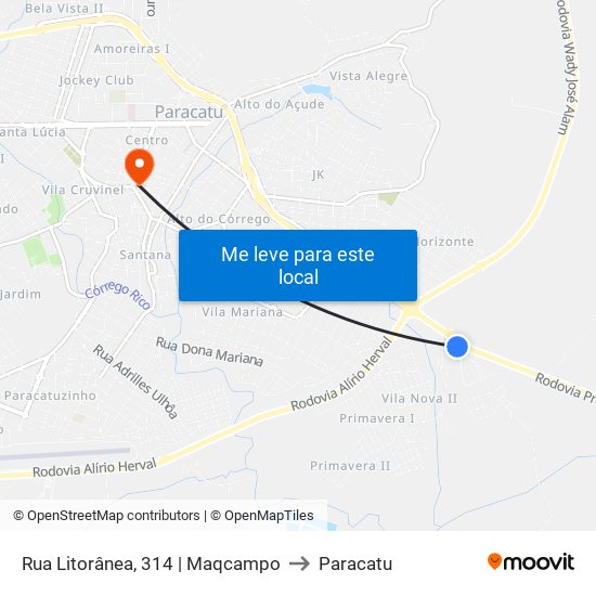 Rua Litorânea, 314 | Maqcampo to Paracatu map