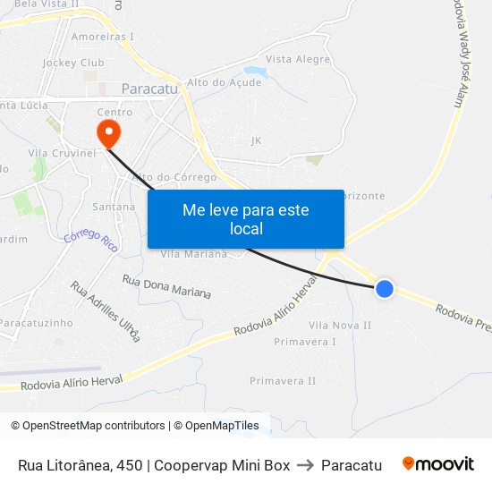 Rua Litorânea, 450 | Coopervap Mini Box to Paracatu map