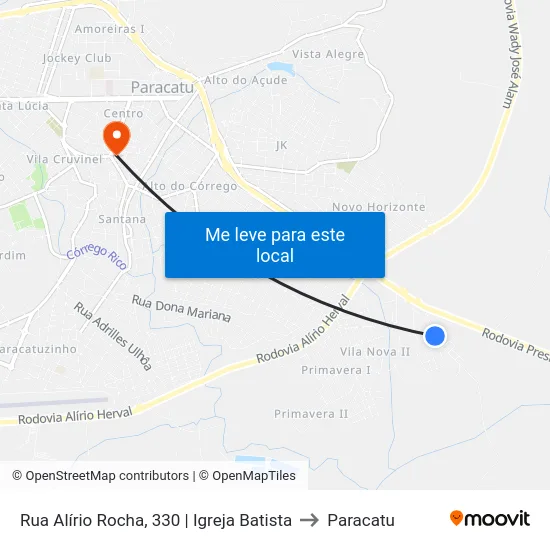 Rua Alírio Rocha, 330 | Igreja Batista to Paracatu map