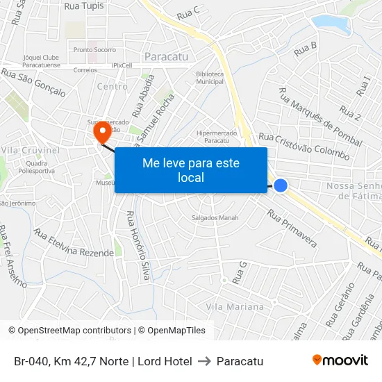 Br-040, Km 42,7 Norte | Lord Hotel to Paracatu map