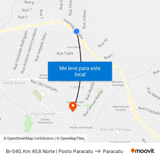 Br-040, Km 40,8 Norte | Posto Paracatu to Paracatu map