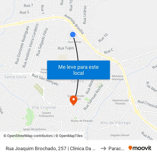 Rua Joaquim Brochado, 257 | Clínica Da Mulher to Paracatu map