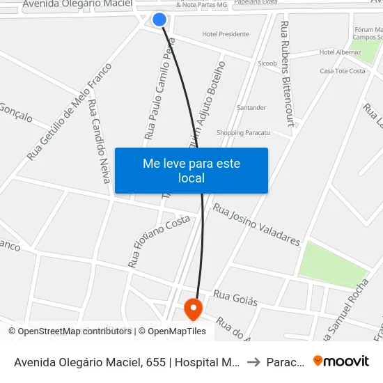 Avenida Olegário Maciel, 655 | Hospital Municipal to Paracatu map