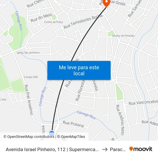 Avenida Israel Pinheiro, 112 | Supermercado Poup to Paracatu map