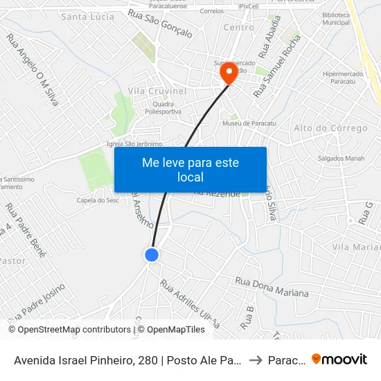 Avenida Israel Pinheiro, 280 | Posto Ale Paracatuzinho to Paracatu map