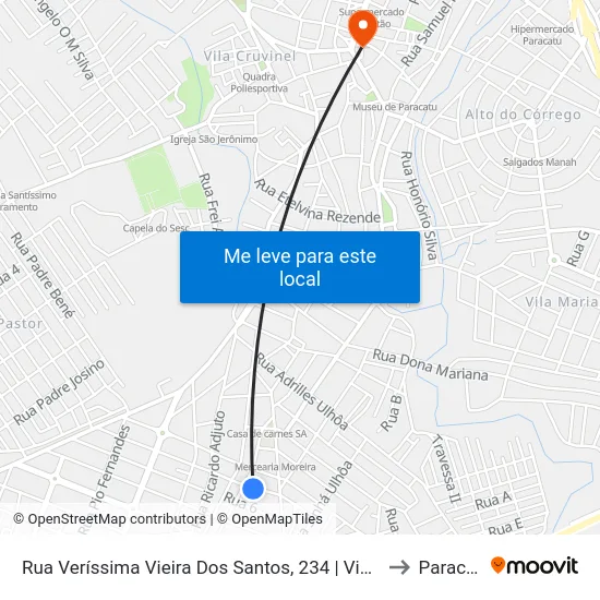 Rua Veríssima Vieira Dos Santos, 234 | Victor's Bar to Paracatu map