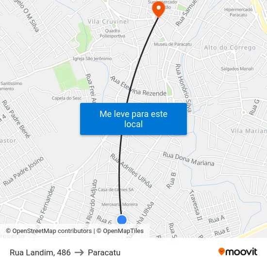 Rua Landim, 486 to Paracatu map