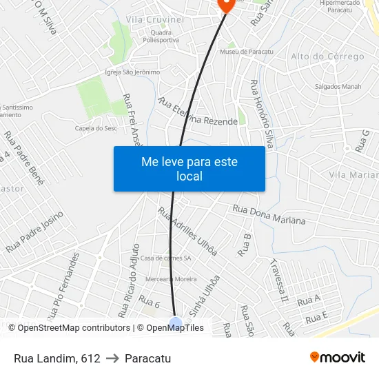 Rua Landim, 612 to Paracatu map