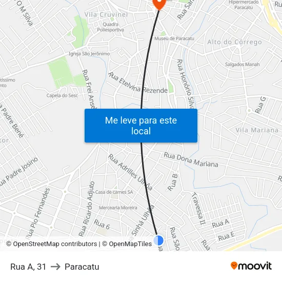Rua A, 31 to Paracatu map