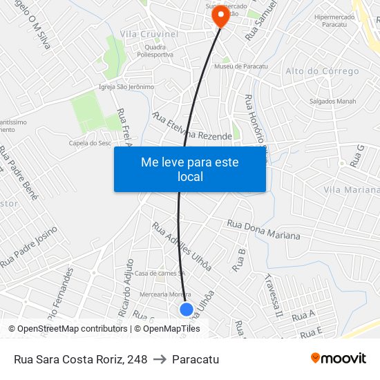 Rua Sara Costa Roriz, 248 to Paracatu map