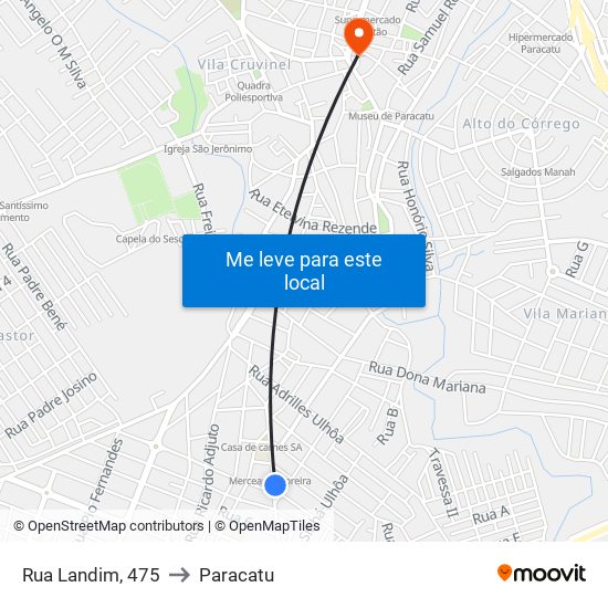 Rua Landim, 475 to Paracatu map