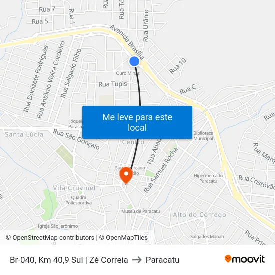 Br-040, Km 40,9 Sul | Zé Correia to Paracatu map