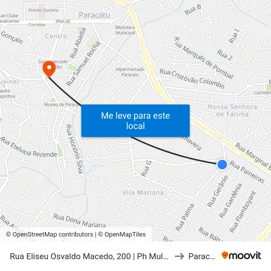 Rua Eliseu Osvaldo Macedo, 200 | Ph Multi Peças to Paracatu map
