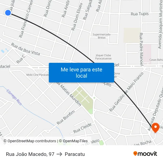 Rua João Macedo, 97 to Paracatu map