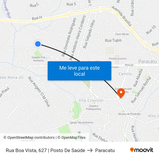 Rua Boa Vista, 627 | Posto De Saúde to Paracatu map