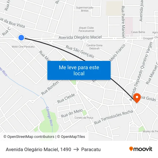 Avenida Olegário Maciel, 1490 to Paracatu map