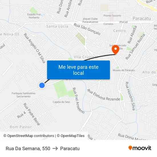 Rua Da Semana, 550 to Paracatu map