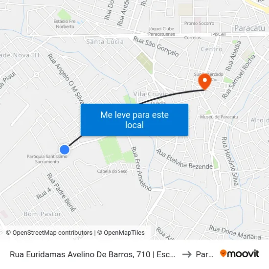 Rua Euridamas Avelino De Barros, 710 | Escola Estadual Affonso Roquette to Paracatu map