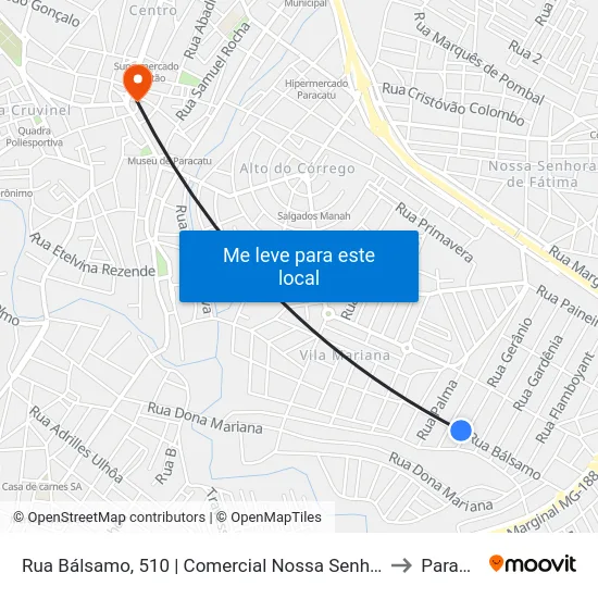 Rua Bálsamo, 510 | Comercial Nossa Senhora Da Lapa to Paracatu map