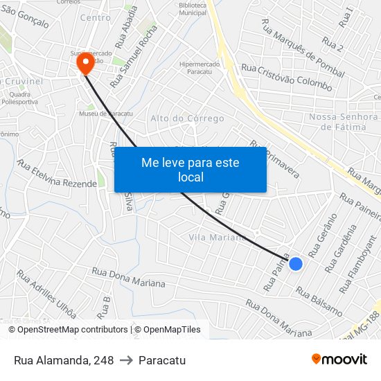 Rua Alamanda, 248 to Paracatu map