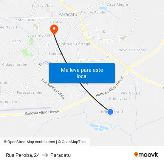 Rua Peroba, 24 to Paracatu map