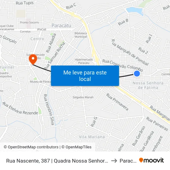 Rua Nascente, 387 | Quadra Nossa Senhora De Fátima to Paracatu map