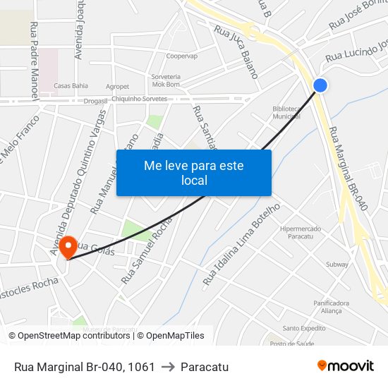 Rua Marginal Br-040, 1061 to Paracatu map
